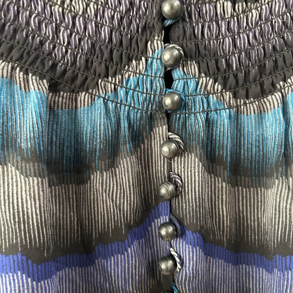 Diane Von Furstenberg Women's Sz 0 Kelley Smocked Chiffon Silk Peacock Dress DVF - Picture 5 of 14